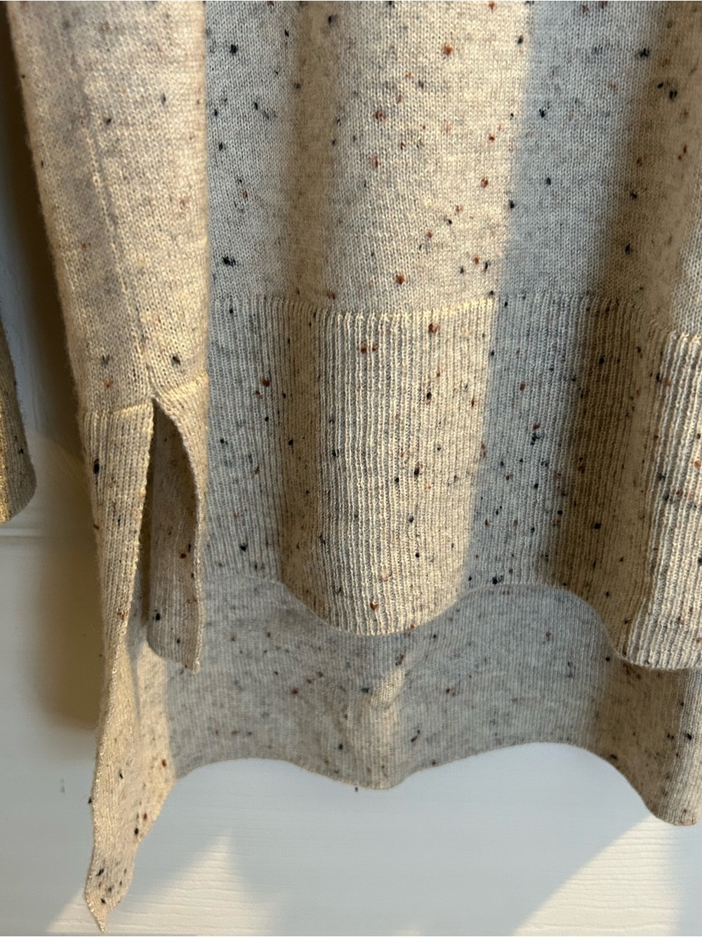 Catherine Malandrino Crewneck Speckled Merino-wool blend Sweater - Cream w/brown - Picture 6 of 13
